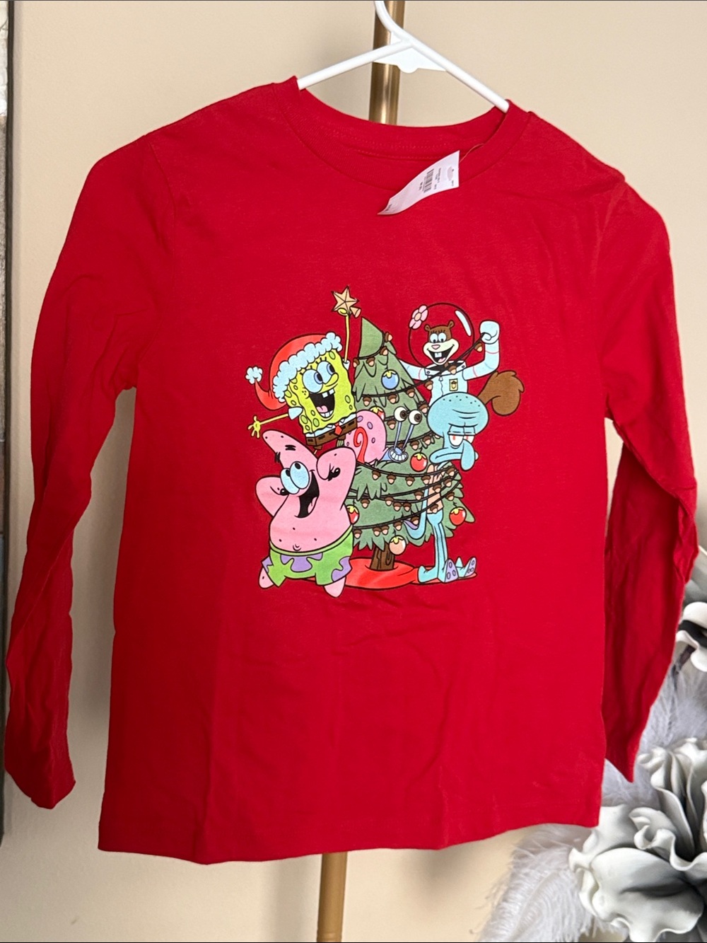 SpongeBob Squarepants Red Holiday Graphic Long-Sleeve Kids Top
